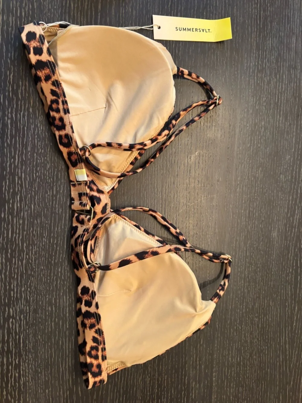 Summersalt Leopard-Print The Triangle Bikini Top Size 10